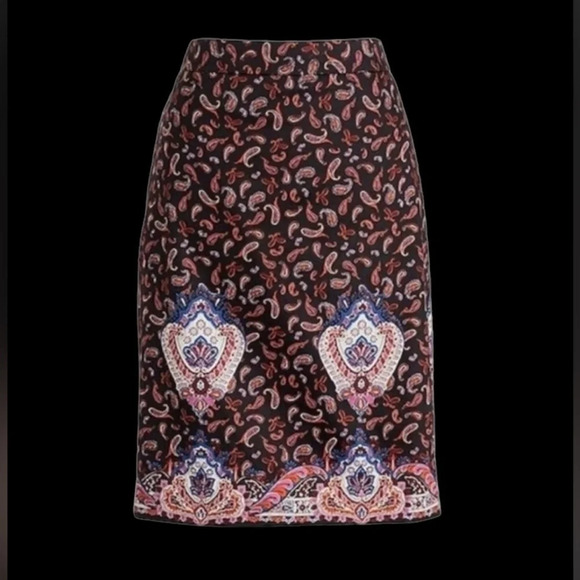 J Crew women’s Multi Paisley The Pencil Skirt Sz  2 - Picture 1 of 12